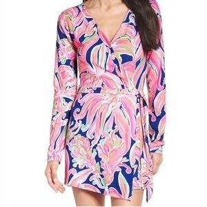 Lilly Pulitzer Pink Navy Banana Flambé Dress woman’s size L